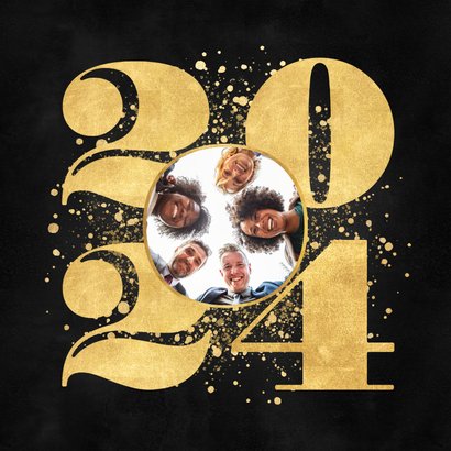 Zakelijke nieuwjaarskaart gouden 2024, spetters en logo 2