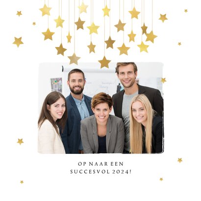 Zakelijke nieuwjaarskaart met gouden sterren en logo 2