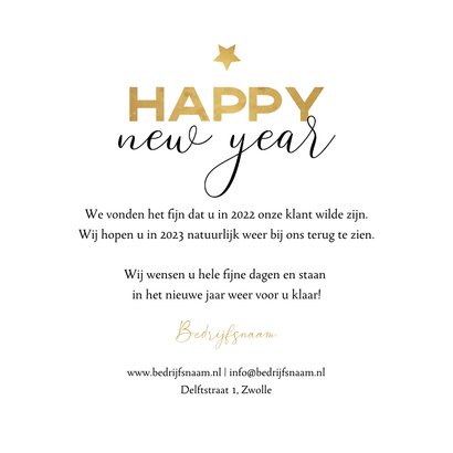 Zakelijke nieuwjaarskaart met gouden sterren en logo 3