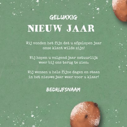 Zakelijke nieuwjaarskaart met oliebollen en rekenmachine 3