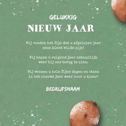 Zakelijke nieuwjaarskaart met oliebollen en rekenmachine 3