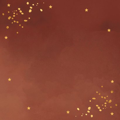 Zakelijke Nieuwjaarskaart roestbruin goudlook confetti Achterkant