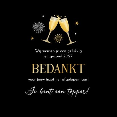 Zakelijke nieuwjaarskaart toost 2027 vuurwerk borrel sterren 3
