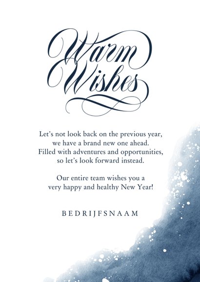 Zakelijke nieuwjaarskaart warm wishes 2021 verf foto 3