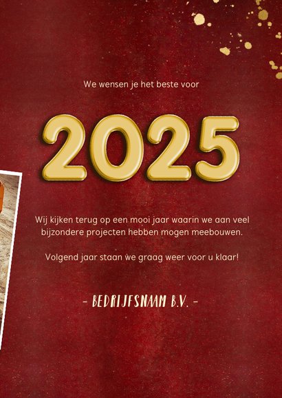 Zakelijke rode nieuwjaarskaart 9 foto's gouden 2025  3