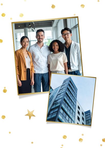 Zakelijke staande kerstkaart met grote foto en Christmas 2