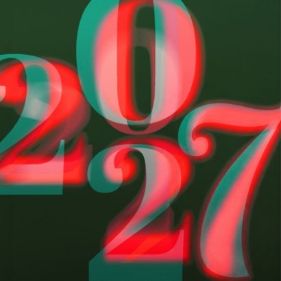 Zakelijke stijlvolle kerstkaart 2027 groen met rood 2