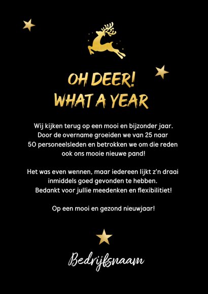 Zakelijke terugblik kerstkaart oh deer what a year 3