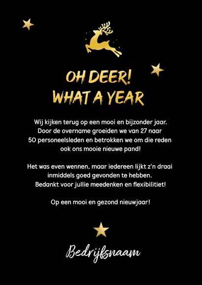 Zakelijke terugblik kerstkaart oh deer what a year 3