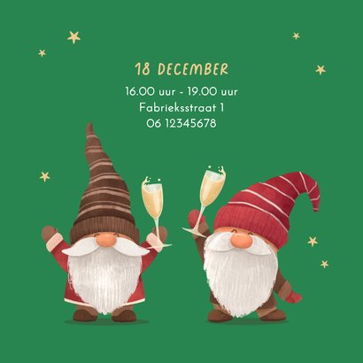 Zakelijke uitnodigingskaart kerstborrel kabouters grappig 2