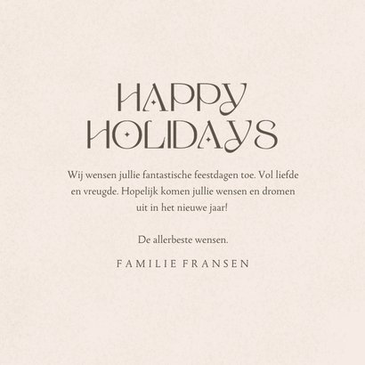 Zandkleurige kerst- en nieuwjaarskaart met foto 3