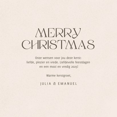 Zandkleurige kerstkaart love joy peace 3