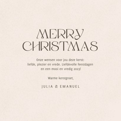 Zandkleurige kerstkaart love joy peace 3
