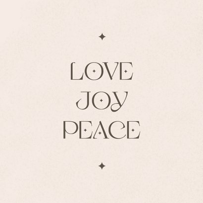 Zandkleurige nieuwjaarskaart love joy peace 2