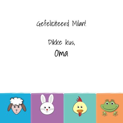 Zoe-t dierenkaart met leeftijd 3