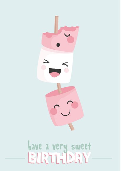 Zoete felicitatiekaart met illustratie van marshmallows 2