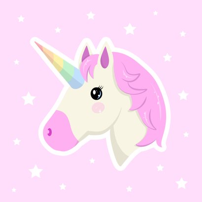 Zoete roze verjaardagskaart met eenhoorn emoji 2