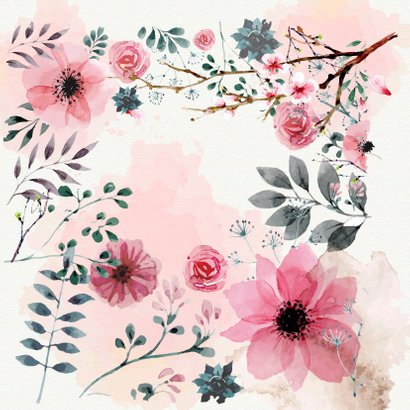 Zomaar ansichtkaart met watercolor bloemen 2