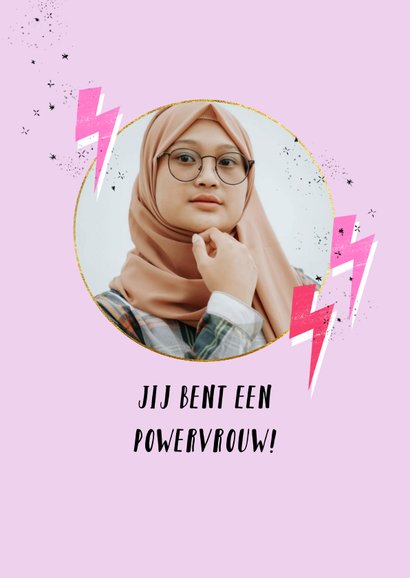 Zomaar kaart powervrouw symbool foto bliksem sterren 2