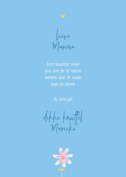 Zomaarkaart dame bloem blauw 3