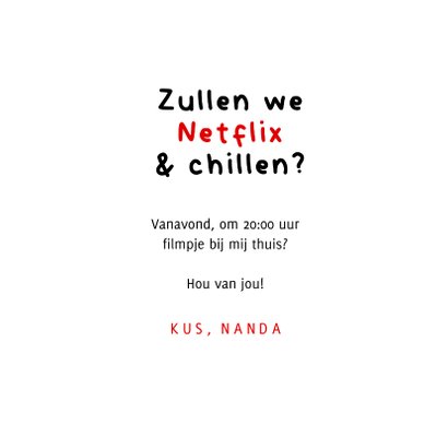 Zomaarkaart Netflix en chillen met tv en champagne 3
