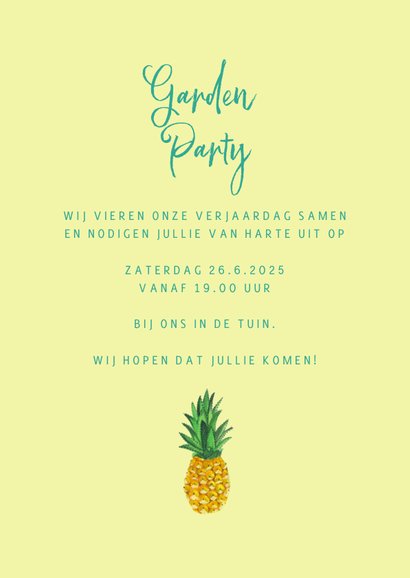 Zomer verjaardag feest ananas 3