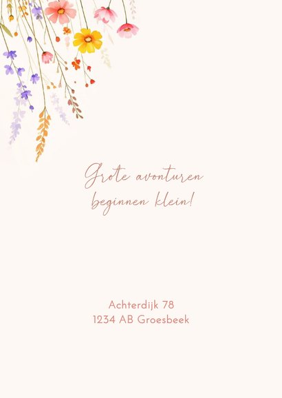 Zomers geboortekaartje met gemengde bloemen aquarel 2