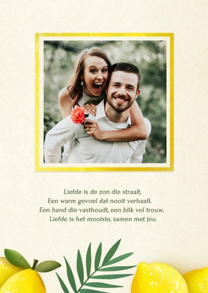 Zomerse Mediteraanse Save the Date kaart met citroenen 2