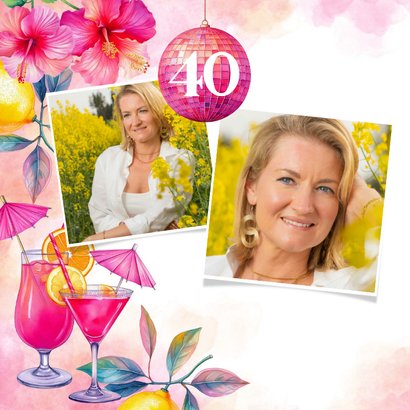 Zomerse uitnodiging verjaardag 40jaar tropisch 2