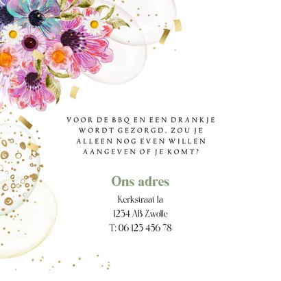 Zomerse uitnodigingskaart tuinfeest bloemen watercolor foto  2