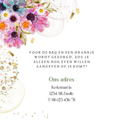 Zomerse uitnodigingskaart tuinfeest bloemen watercolor foto 2