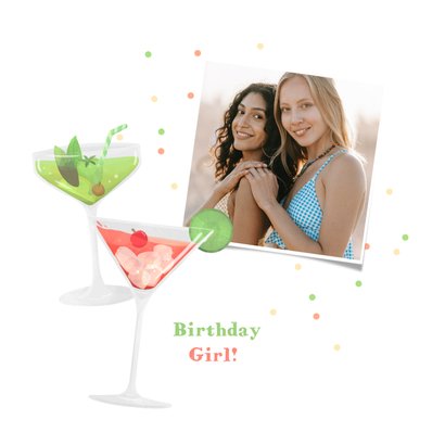 Zomerse verjaardagskaart cocktails cheers foto birthday 2