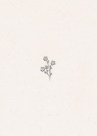 Zwart wit geboortekaartjes met bloemen illustratie Achterkant