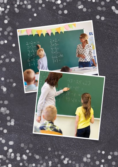 Zwart witte kerstkaart school met eigen foto 2