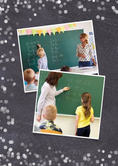 Zwart witte kerstkaart school met eigen foto 2