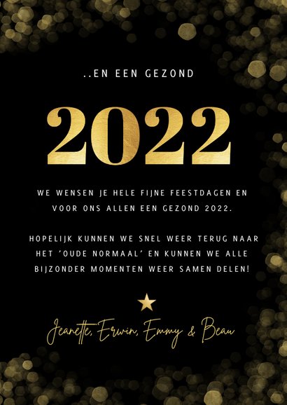Zwarte fotocollage kerstkaart met goudlook merry christmas 3