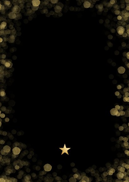 Zwarte fotocollage kerstkaart met goudlook merry christmas Achterkant