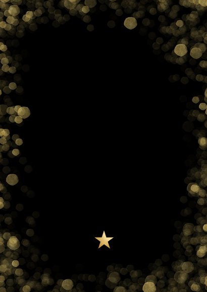 Zwarte fotocollage kerstkaart met goudlook merry christmas Achterkant