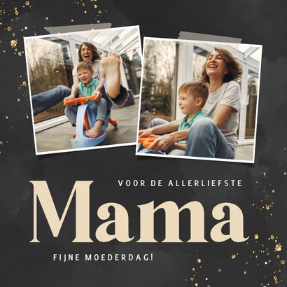 Zwarte Fotokaart Voor Moederdag Met Gouden Kaartje Go