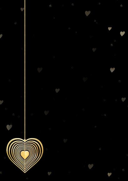 Zwarte Save the Date en kerstkaart in één met gouden hart Achterkant
