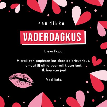 Zwarte vaderdagkaart met rode hartjes - kus door brievenbus 3