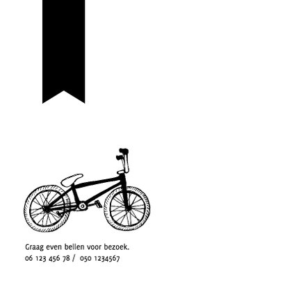 Zwartwit geboortekaartje fietsje 2