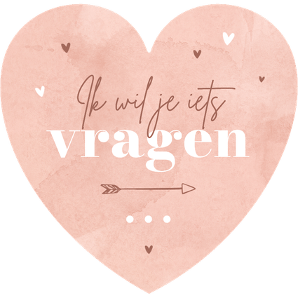 Trouwkaart bruidsmeisje hartkaart roze waterverf hip