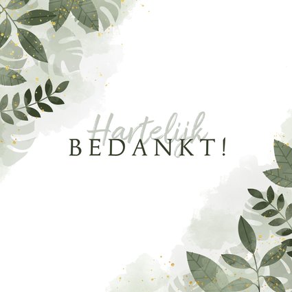 Bedankkaart met botanische print, waterverf en spetters