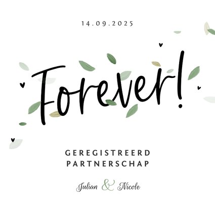 Geregistreerd partnerschap hip blaadjes eco stijlvol