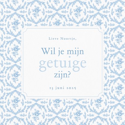 Klassiek getuige kaartje met vintage roosjes lichtblauw