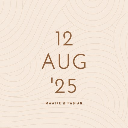Save the date modern beige met golvende lijnen grote datum