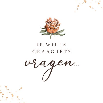 Trouwkaart getuige bruidsmeisje droogbloem goud