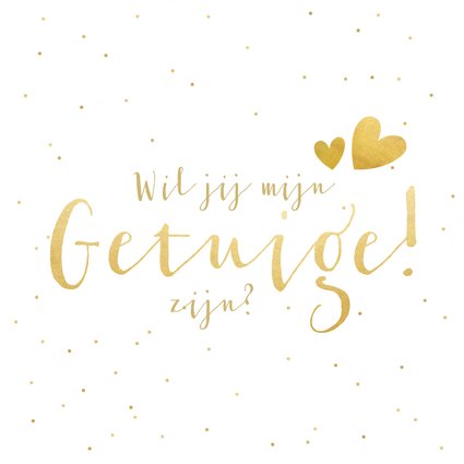 Wil je mijn getuige zijn kaart met gouden tekst en confetti