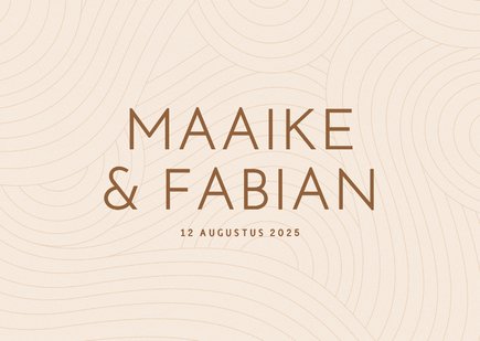 Moderne beige trouwkaart met golvende lijnen